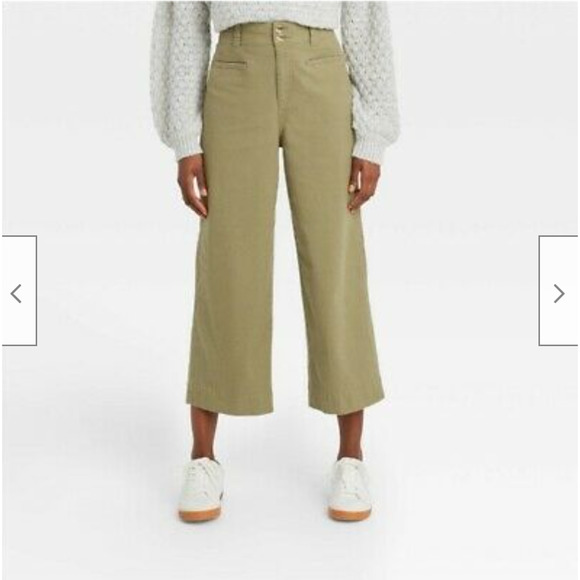 A New Day Wide Cotton Blend Leg High Rise Cropped Pants - Picture 2 of 10